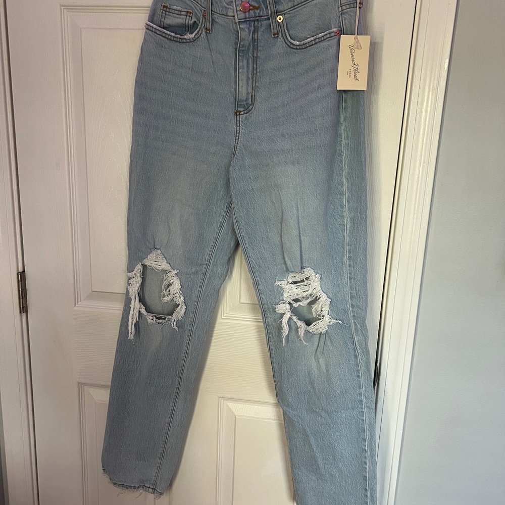Universal Thread Light Blue Ripped Ankle Jeans